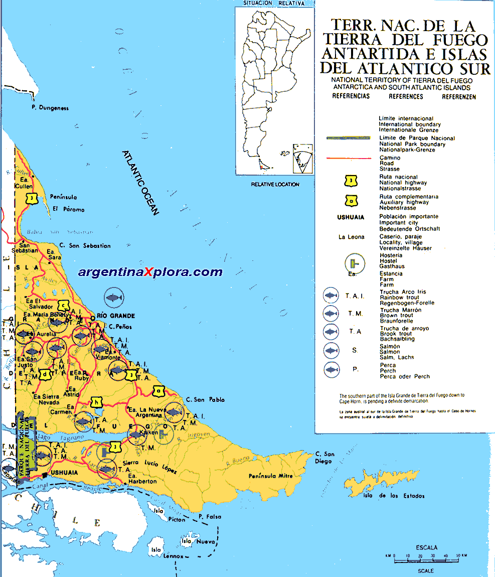 Tierra del Fuego- Mapa de pesca