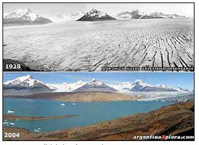 El glaciar Upsala de Argentina fue una vez el más grande
de Sudamérica, pero ahora está desapareciendo a una
velocidad de 200 metros por año. foto:BBC/Greenpeace