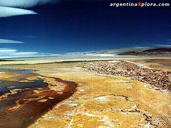 Aguas sulfurosas en Antofagasta de la Sierra en la Puna de Catamarca