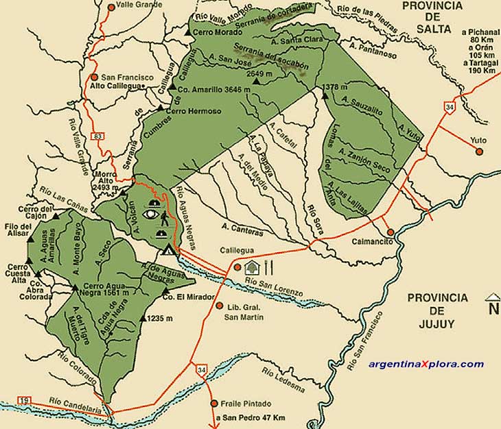 MAPA DEL PARQUE NACIONAL CALILEGUA - JUJUY