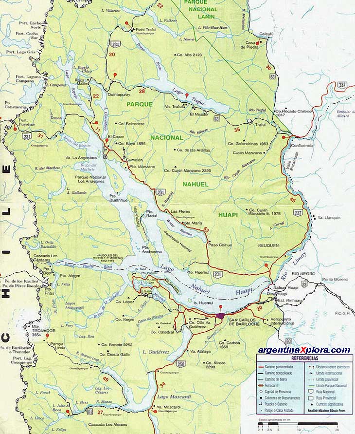 Mapa del Parque Nacional Nahuel Huapi