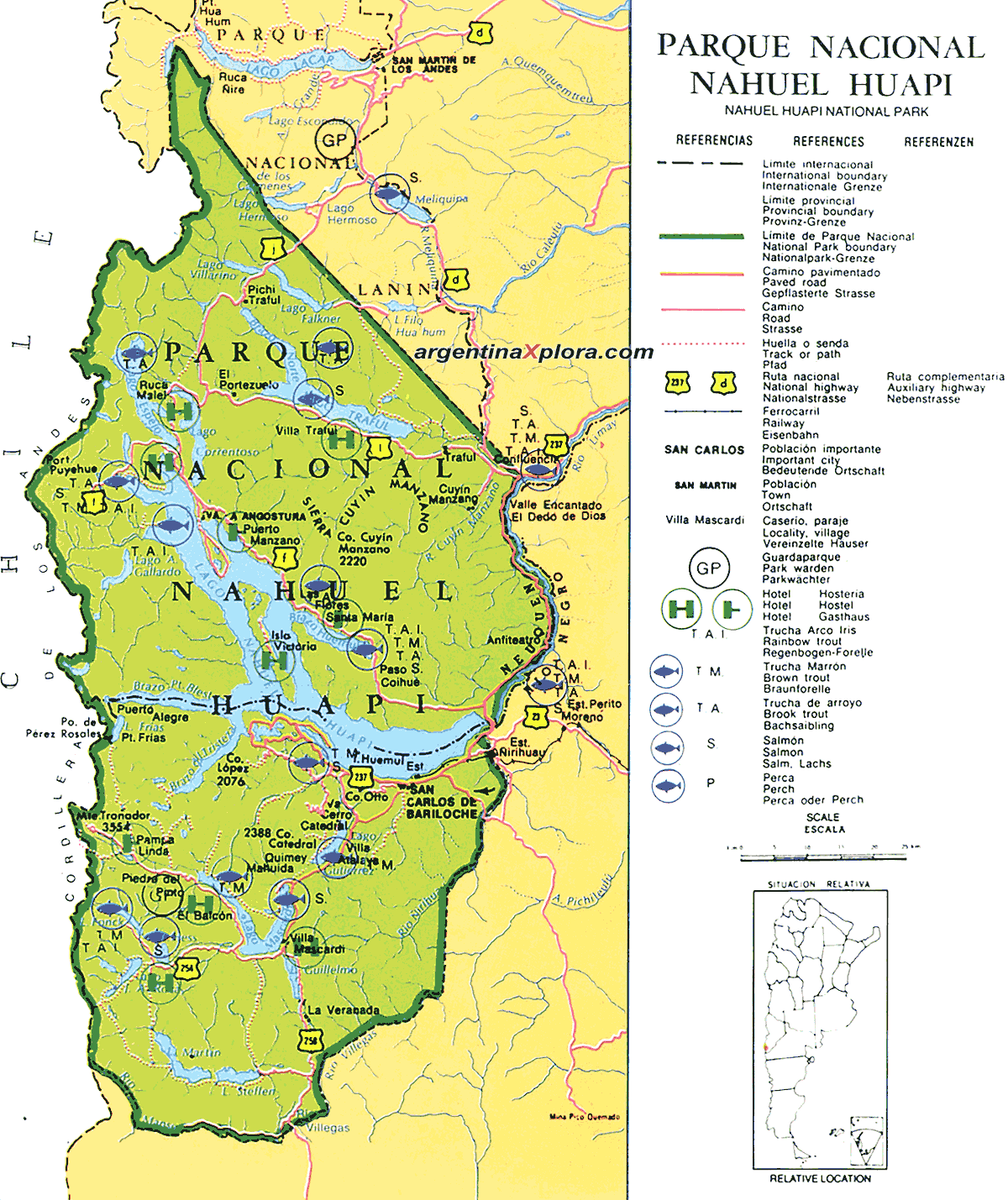 Mapa de Pesca del Parque Nacional Nahuel Huapi