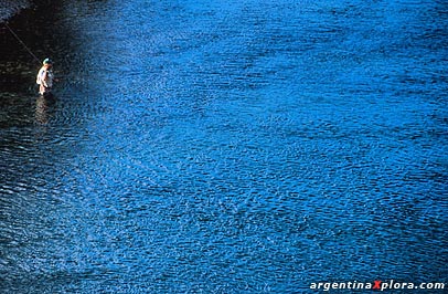 Pescando en un lago del Sur