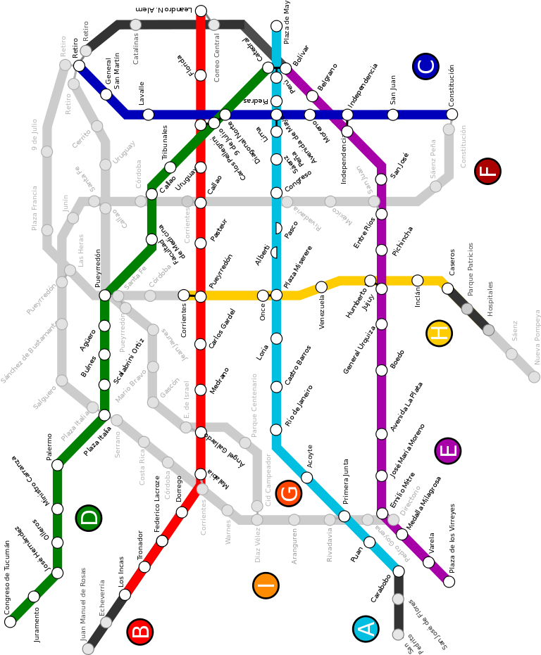 Mapa plano del Subte de Buenos Aires