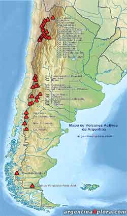 mapa volcanes activos argentina