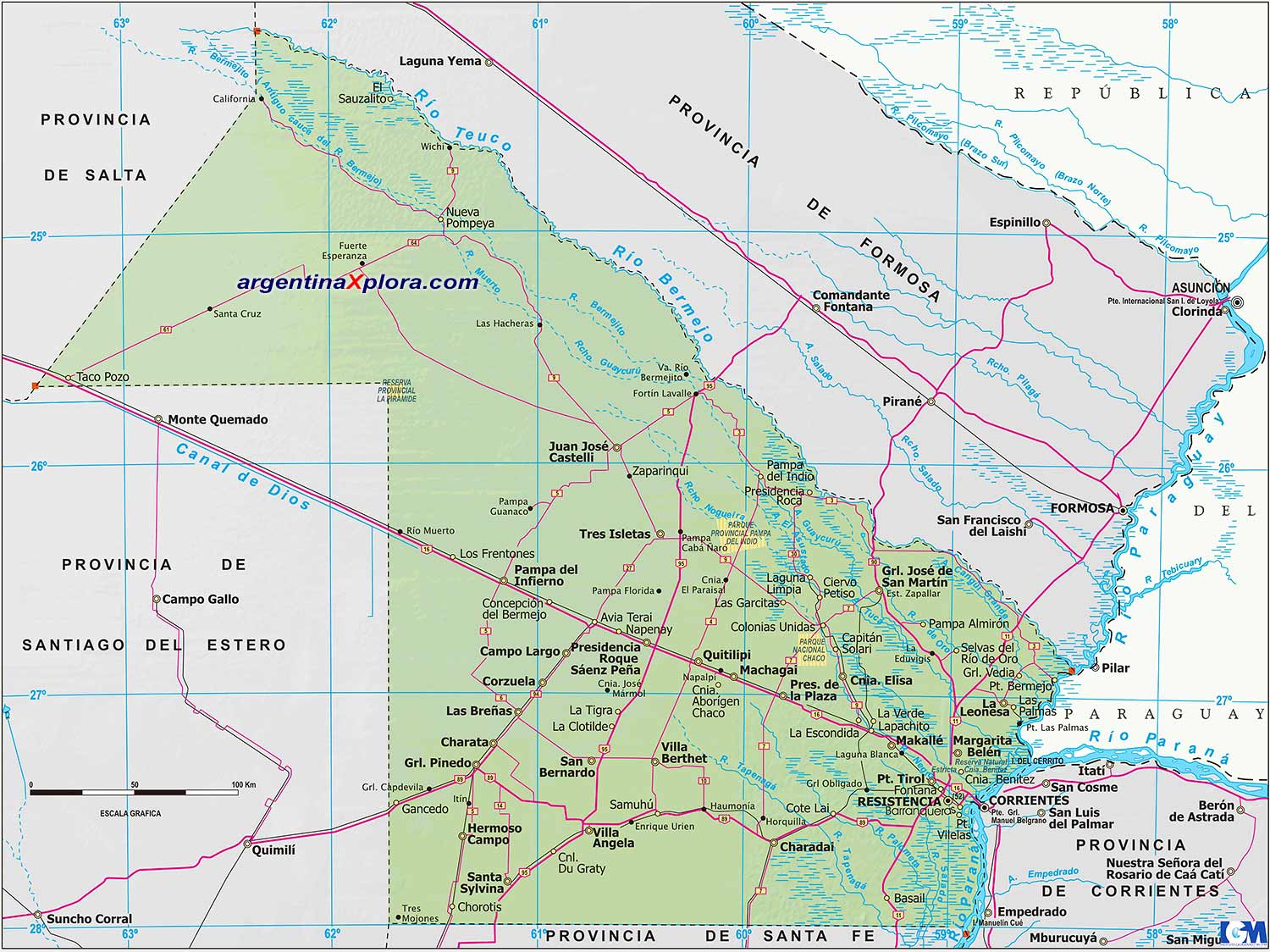Mapa de la Provincia del Chaco - Argentina