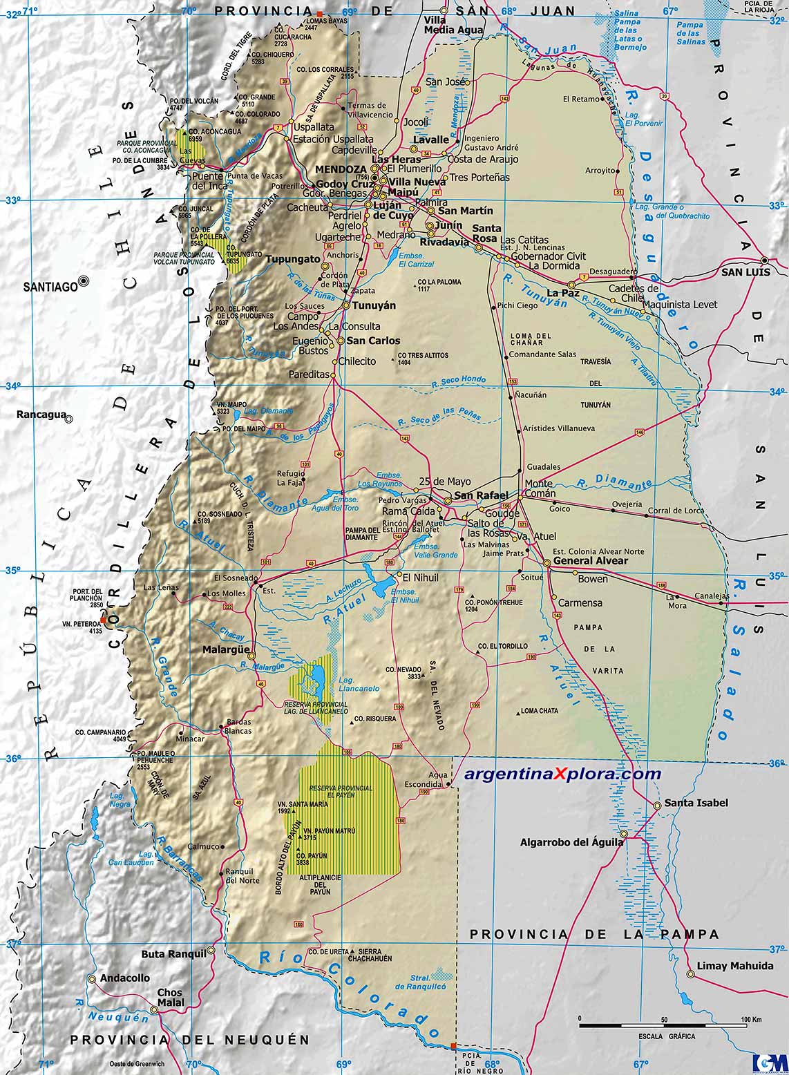 Mapa de la Provincia de Mendoza