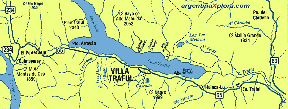 Mapa de Villa Traful - Provincia del Neuquén - Rutas y Localidades.