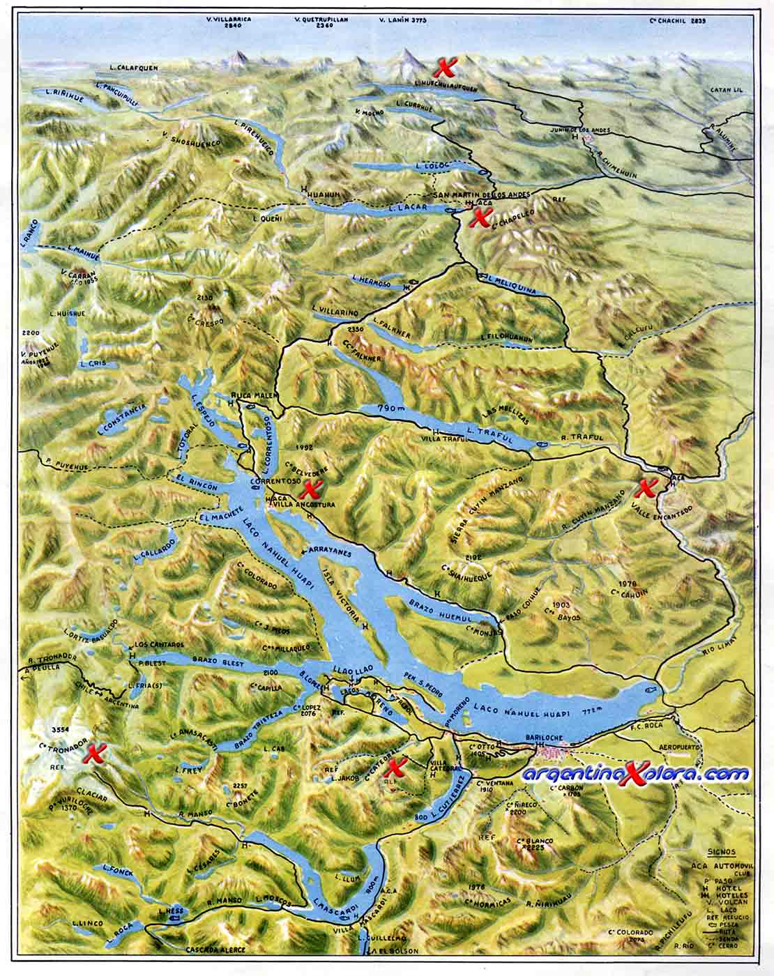  Mapa de Bariloche, Bosques Andinopatagónicos, Cerros y Lagos del Noroeste de la Patagonia