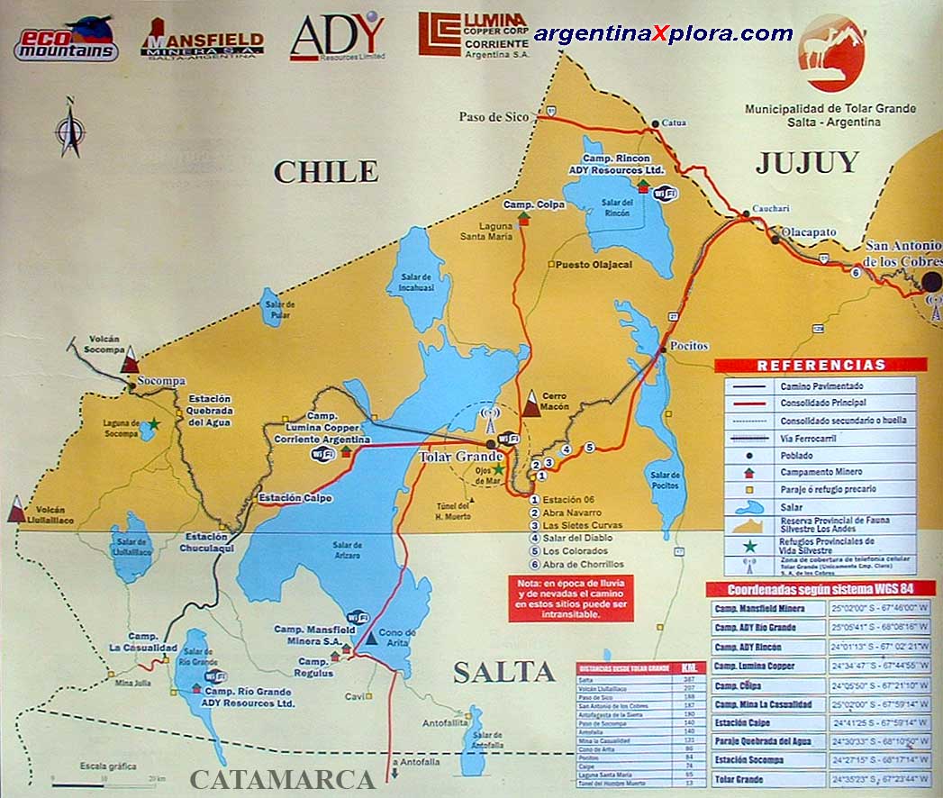 Mapa del Oeste de Salta Region Andina y Puna