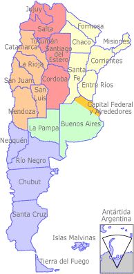 Mapa de regiones de Argentina